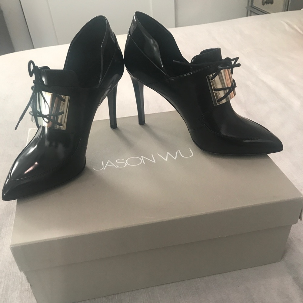 NWT Jason Wu Black Leather Ankle Boots SZ 38.5